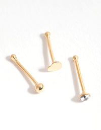 Gold Plated Sterling Silver Heart Nose Stud Pack - link has visual effect only