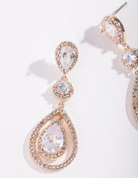 Gold Diamond Simulant Multi Drop Earrings - link has visual effect only