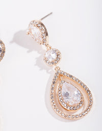 Gold Diamond Simulant Multi Drop Earrings - link has visual effect only