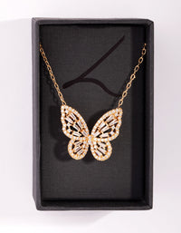 Gold Diamond Simulant Butterfly Necklace - link has visual effect only