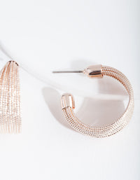 Rose Gold Textured C Hoop Earrings - link has visual effect only