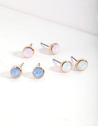 Diamond Simulant Multi Stud Earrings Set - link has visual effect only