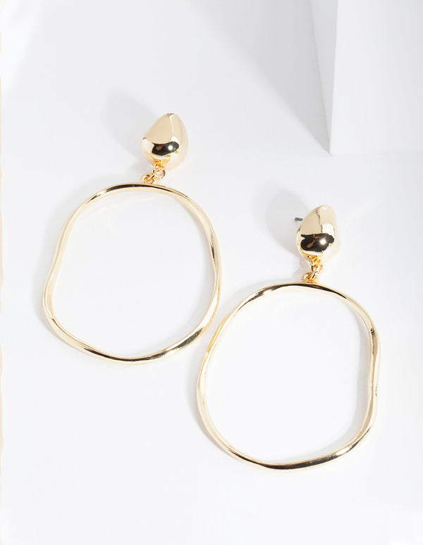 Gold Plated Door Knocker Circle Earrings