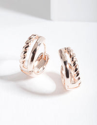 Rose Gold Twisted Huggie Hoop Earrings - link has visual effect only