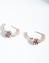 Gold Rainbow Diamante Bead Huggie Earrings - link has visual effect only