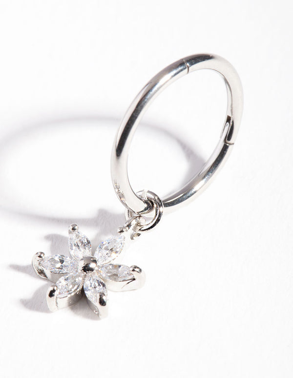 Surgical Steel Floral Cubic Zirconia Belly Ring