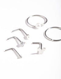 Surgical Steel Pearl Butterfly Nose Ring 6-Pack - link has visual effect only