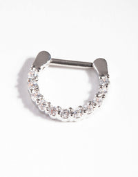 Surgical Steel Cubic Zirconia Septum Ring - link has visual effect only