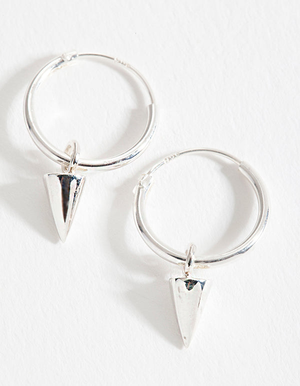 Sterling Silver Spike Dangle Hoop Earrings