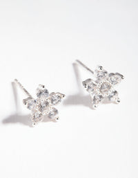 Sterling Silver Cubic Zirconia Flower Stud Earrings - link has visual effect only