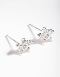 Sterling Silver Cubic Zirconia Flower Stud Earrings - link has visual effect only