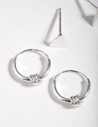 Sterling Silver Triangle Stud & Hoop Pack Earrings - link has visual effect only