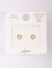 Gold Plated Sterling Silver Sunray Stud Earrings - link has visual effect only