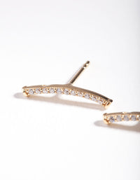 Gold Plated Sterling Silver Fine Cubic Zirconia Crawler Earrings - link has visual effect only