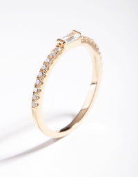 Gold Plated Sterling Silver Cubic Zirconia Baguette Ring - link has visual effect only