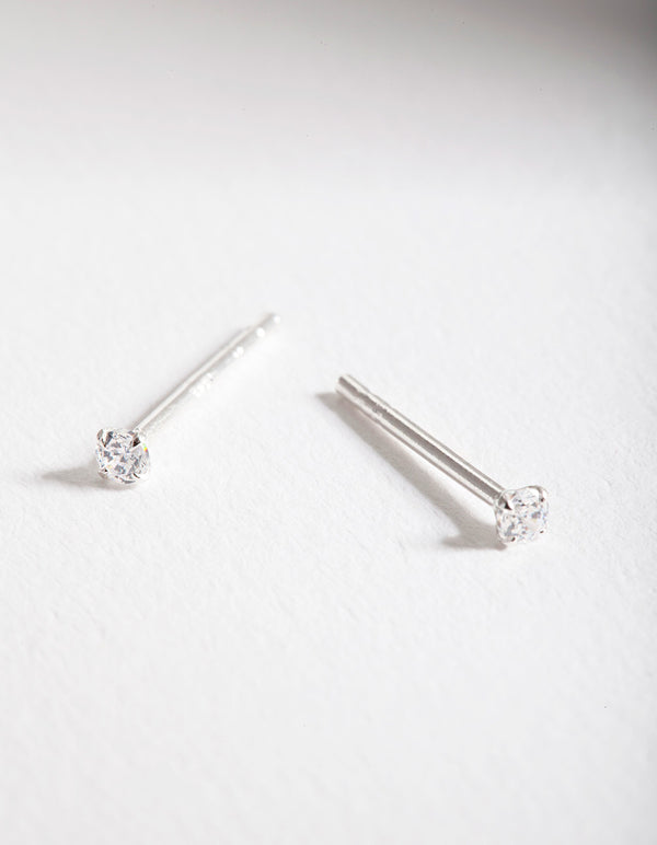 Sterling Silver Micro Cubic Zirconia Stud Earrings