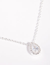 Sterling Silver Cubic Zirconia Pear Halo Necklace - link has visual effect only