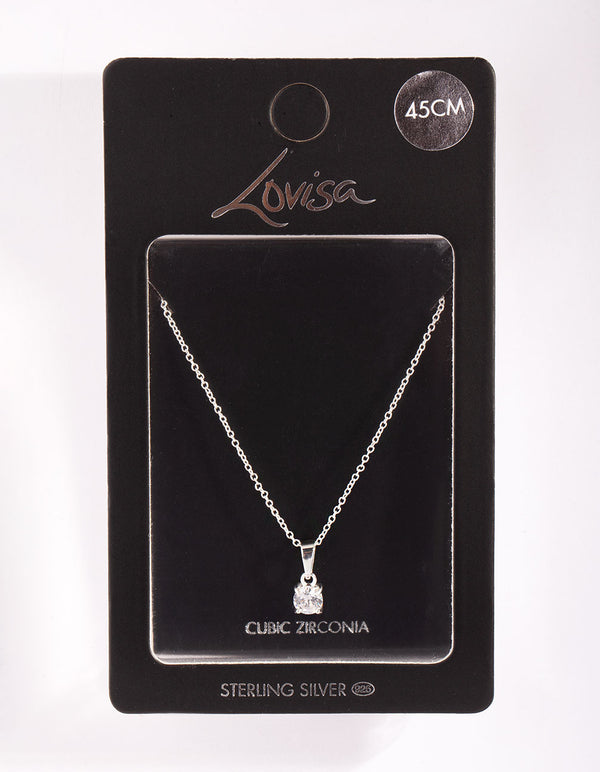 Sterling Silver Cubic Zirconia 1/2 Carat Bale Necklace