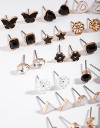 Gold & Dark Feminine Stud Earring 16-Pack - link has visual effect only