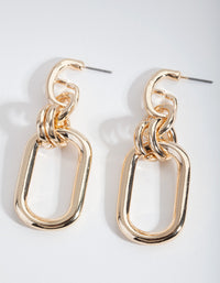 Gold Chunky Chain Link Earrings - link has visual effect only