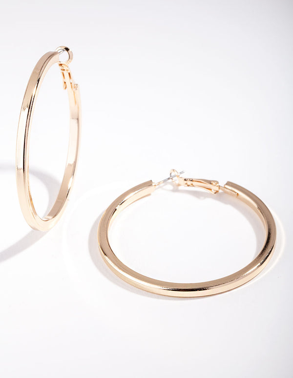 Gold Square Edge Hoop Earrings