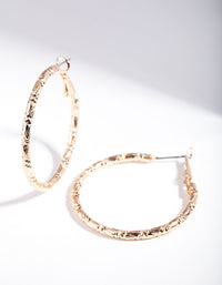 Gold Small Textured Hoop Earrings - link has visual effect only