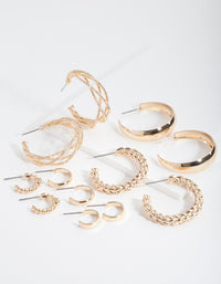 Gold Multi Twist Hoop Earring 6-Pack - link has visual effect only