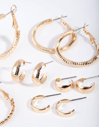 Gold Multi Textured Hoop Earring 6-Pack - link has visual effect only