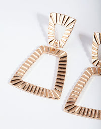 Gold Ribbed Trapeze Earrings - link has visual effect only