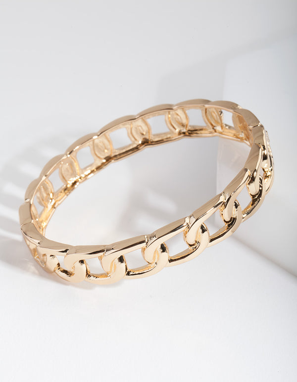 Gold Curb Hinge Bangle