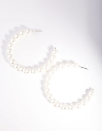 Silver Pearl Bead Hoop Earring - link has visual effect only