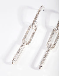 Silver Diamante Chain Link Drop Earrings - link has visual effect only