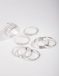 Silver Plain & Ball Rings 10-Pack - link has visual effect only