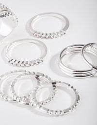 Silver Plain & Ball Rings 10-Pack - link has visual effect only