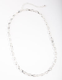 Silver Round Link Necklace - link has visual effect only