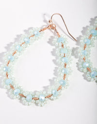 Gold Blue Delicate Flower Teardrop Hoop Earrings - link has visual effect only