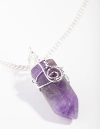 Silver Curled Amethyst Stone Necklace - link has visual effect only