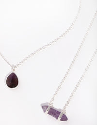 Silver Double Layered Amethyst Necklace - link has visual effect only