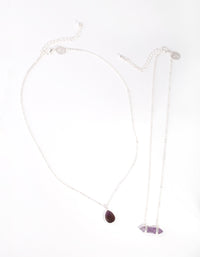 Silver Double Layered Amethyst Necklace - link has visual effect only