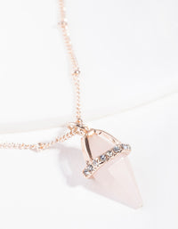 Rose Gold Encased Rose Quartz Stone Necklace - link has visual effect only