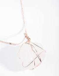 Rose Gold Wire Wrapped Rose Quartz Necklace - link has visual effect only