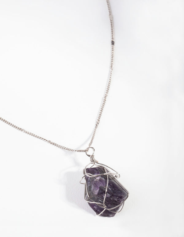 Silver Wire Wrapped Amethyst Necklace