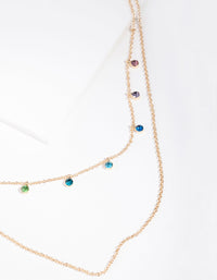 Gold Mini Rainbow Diamante Layered Necklace - link has visual effect only