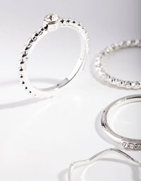 Silver Diamante Mixed Band Ring 6-Pack - link has visual effect only