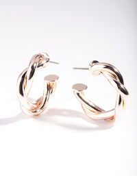 Rose Gold Medium Rope Hoop Earrings - link has visual effect only