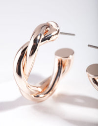 Rose Gold Medium Rope Hoop Earrings - link has visual effect only