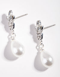 Silver Tear Drop Pearl Drop Earrings - link has visual effect only