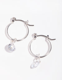 Silver Floating Diamante Huggie Earrings - link has visual effect only