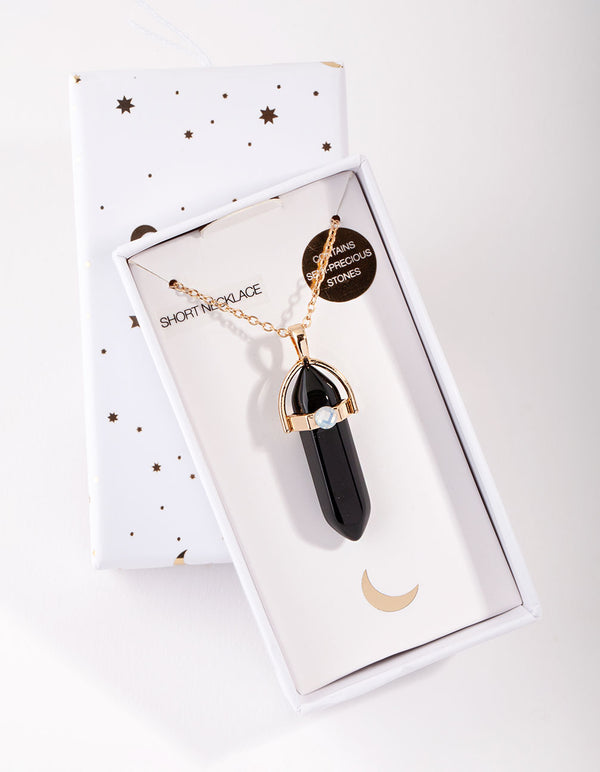 Gold Black Shard Necklace