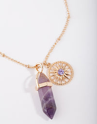 Gold 3-Charm Purple Shard Necklace - link has visual effect only